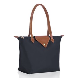 BOJLY Tote Bags for Women Stylish Waterproof Nylon Ladies Shoulder Bag Top Handle Handbag Folding Beach Travel Bag for Work,Shopping, School Deep Grey Large