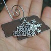NEBRASKA Christmas Ornament, Small, Rustic Metal with Merry Christmas and