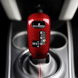 KUNGKIC Carbon Fibre Car Gear Knob Cover Gear Knob Sticker Compatible with Mini Cooper F54 F55 F56 F57 F60 Countryman 2020-2023 Gear Handle Accessories Interior Red