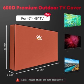 Zettum Outdoor TV Cover 48 Inch - 600D TV Cover Waterproof & Weatherproof for 46 to 48 Inch Outdoor TV, Heavy Duty TV Enclosure Protector for Outside Flat Screen TV (Size: 46"L x 6"D x 29"H)