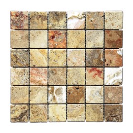 Scabos 2 X 2 Tumbled Travertine Mosaic Tile - Box of 5 sq. ft.