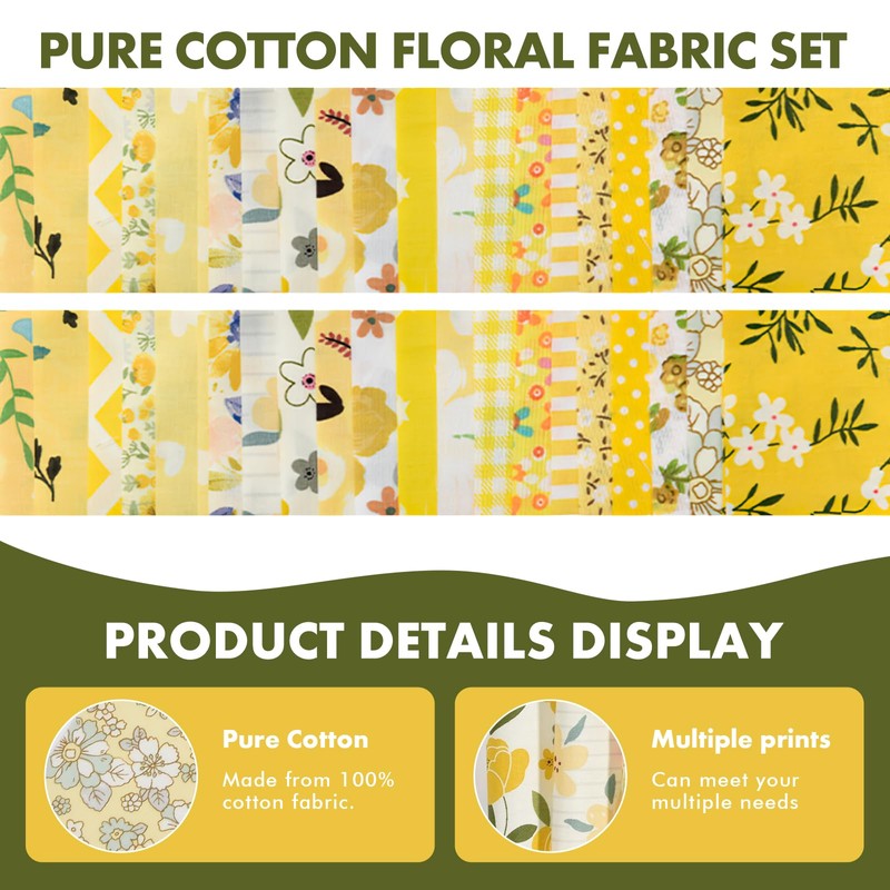 Pack of 40 Cotton Fabric Patchwork, Fabrics Cotton Cloth DIY