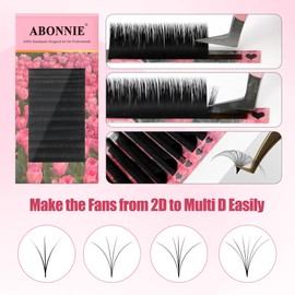 ABONNIE Easy Fan Lash Extensions, Rapid Blooming Volume Lash Extensions, D Curl Cashmere Fan Lash Extensions, 0.07 Thickness 8-15mm Length Self Fanning Volume Lashes Extension (D-0.07,8-15mm)