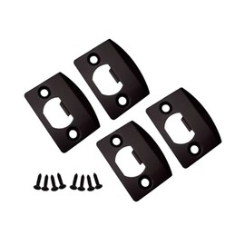 QCAA Solid Brass Latch Strike Plate L 2-1/4" x W 1-7/16", Screw Hole CTC 1-5/8", Oil Rubbed Bronze, Made in Taiwan, 4 Pack