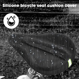 Riisoyu Saddle Cover, Gel Cover for Bicycle Seat, Wide Saddle Cover, Padded Saddle Cushion, Soft Saddle Cushion for Most Exercise Bikes, Gel Cushion, Bicycles such as Road Bike, Mountain Bike (Black)