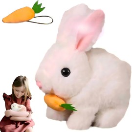 Bunny Toy - Easter My Realistic Bunny Toy, Plush Interactive Rabbit Toys - Can Walk, Talk,Jumping, Twitching, and Shaking Ears, Bunbi Realistic Toys (White)