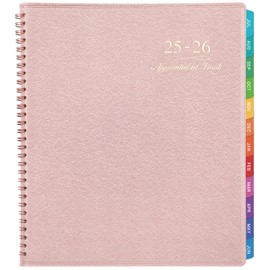 2025-2026 Appointment Book/Planner - Weekly Appointment Book 2025-2026, July 2025 - June 2026, 8.26"x 11.4", Daily/Hourly Planner with Tabs, 15 Minutes, Wirebound - Pink