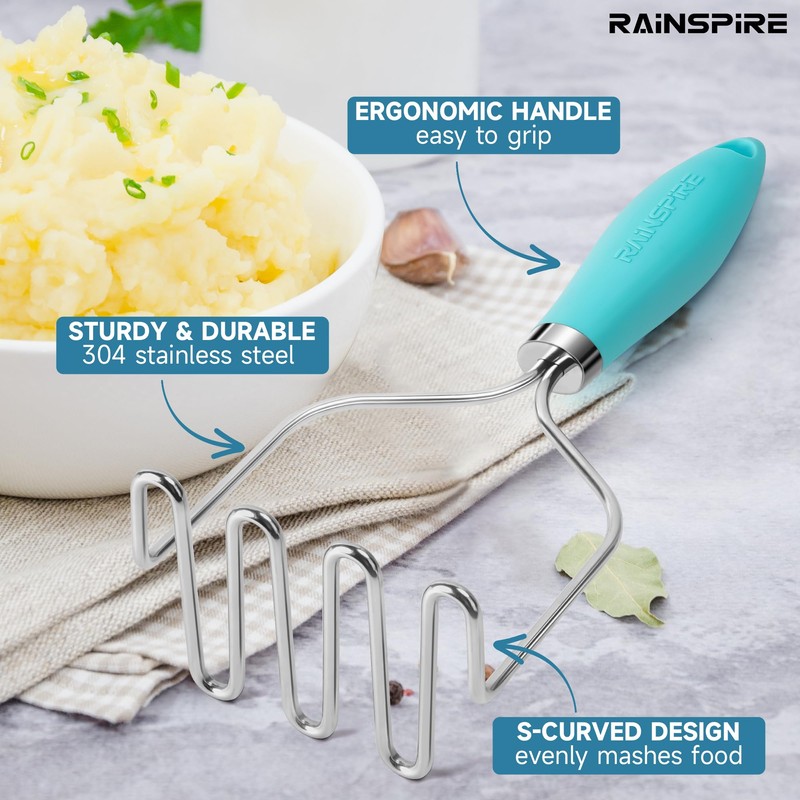Rainspire Potato Masher Stainless Steel, Mashed Potato Masher Kitchen Tool,