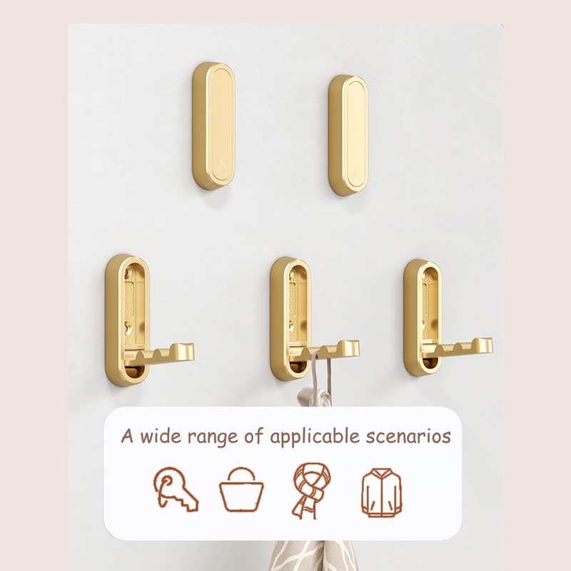Guanici 4 Pieces Heavy Duty Gold Foldable Wall Hooks for