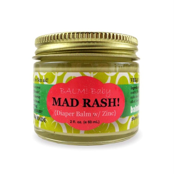 BALM! Baby MAD Rash * Natural Diaper Rash Balm & ALL Purpose Skin Aid * with ZINC (2 Ounce Glass Jar)