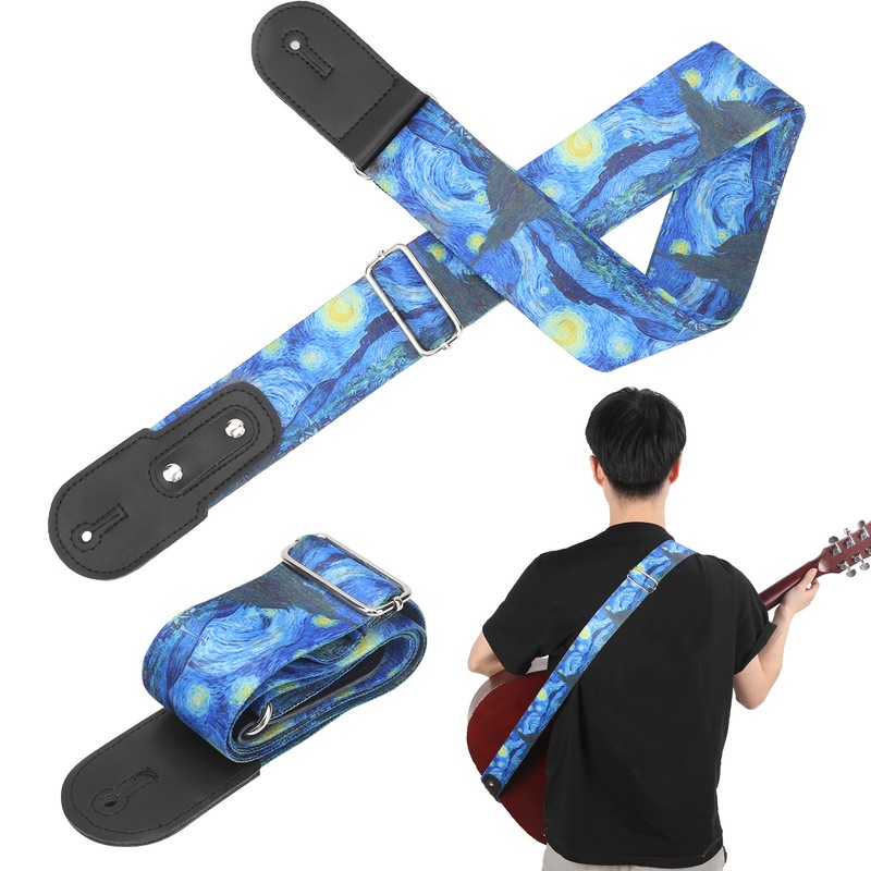 Nylon Guitar Strap Breathable Musical Instrument Accessories for Folk/Electric Guitar