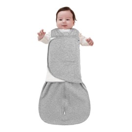 SIMYJOY Baby Sleeping Bags Newborn Swaddling Bag Baby Wearable Swaddle Blanket & Swaddle Transition, 3-Way Adjustable Baby Sleeping Bag with 100% Cotton, gray