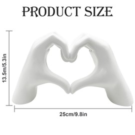 Heart Shape Hand Statue, Heart Hand Sculpture, Love Finger Statue, Heart Hands Statue, Gesture Statues and Sculptures, Romantic Statue, Home Decoration for Living Room, Room, Office, White