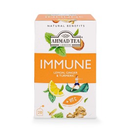 Ahmad Tea Immune Herbal Infusion 20 Count Ginger Turmeric Vitamin C Tea Bags