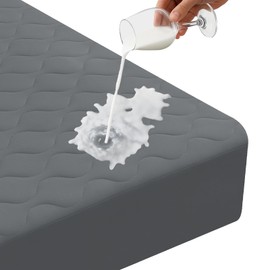 Ystyle Mattress Protector Waterproof 90 x 190 cm, Waterproof Breathable Mattress Cover, Deep Pocket Mattress Cover Stretches up to 30 cm, All-Round Cover Elastic Mattress Protector, Grey