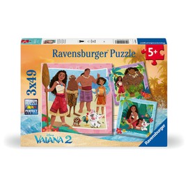 Ravensburger Children's Puzzle 12004102 - Moana 2 On to New Adventures - Puzzle for Children from 5 Years, 3 x 49 Pieces