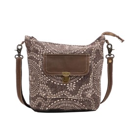 Myra Bag Indigo Upcycled Canvas & Leather Shoulder Bag S-1451