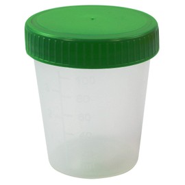 Urine Cups 125 ml with Green Screw Lid Pack of 50