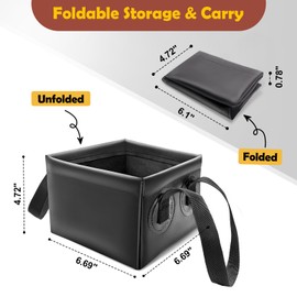 Grill Brush Water Bucket, Collapsible Grill Brush Dunk Tank, Durable Grill Brush Heads Water Bucket for Stainless-Steel Grates, Steam Grill Brush (Black Handle)