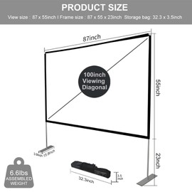 SKERELL Outdoor Projector Screen with Stand 100 Inch: Portable Projection Screen for Outside Theater Home Backyard Movies