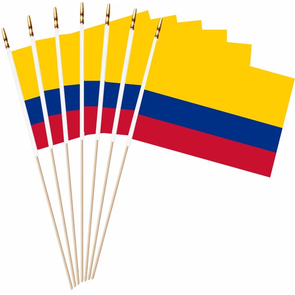 LUSEOAN 20 Pack Colombia Mini Stick Flags Colombian Small Miniature