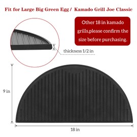 KAMaster 18" Half Moon Cast Iron Reversible Griddle for Large Big Green Egg and Other 18in Kamado Grills BGE Cooking Grate BBQ Accessories