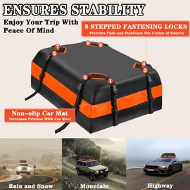 Rooftop Cargo Carrier,15 Cubic Upgrade Waterproof Roof Rack Cargo Bag Soft-Shell Rooftop Cargo Bag Suitable for All Cars,Suitable Suitable for All Cars Camping Storage Bag