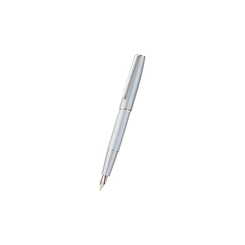 Hong Dian A3 - Pluma estilográfica de aluminio plateado, punta