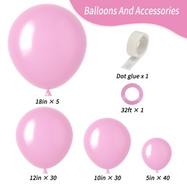 RUBFAC Pastel Pink Balloons Different Sizes 105pcs 5/10/12/18 Inch for Garland Arch, Pink Latex Balloons for Birthday, Wedding Baby Shower Gender Reveal Anniversary Pink Party Decorations