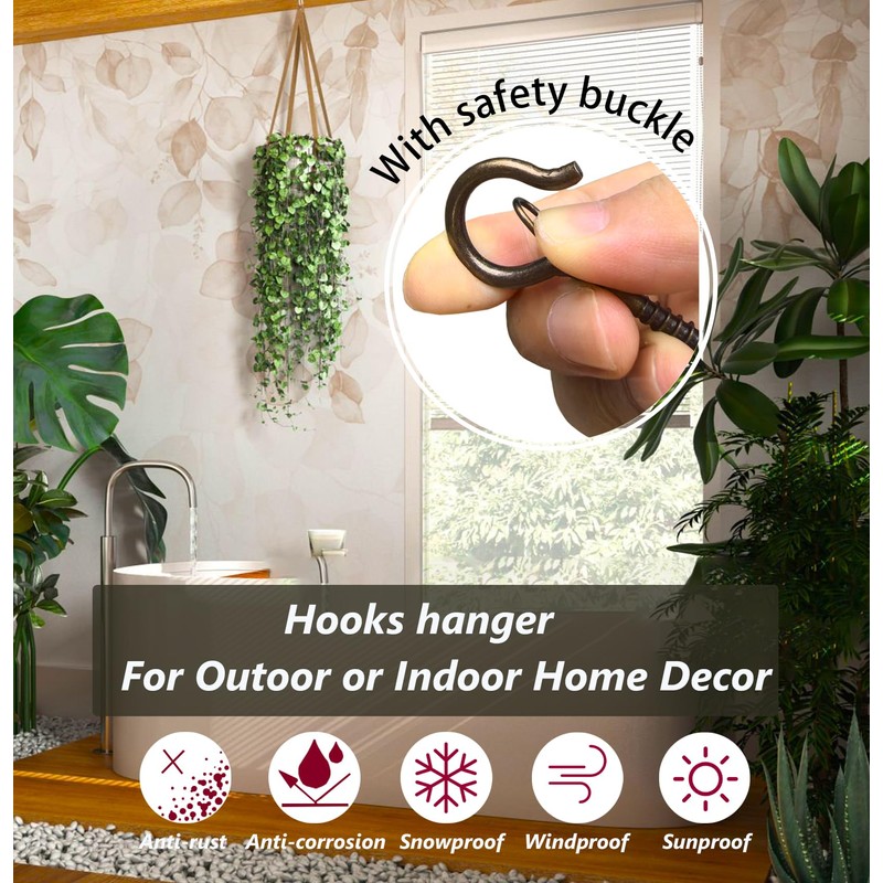 Ceiling Hooks for Hanging Plants String Lights Outdoor, Stainless Steel