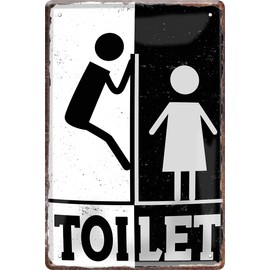 schilderkreis24 Funny Toilet Sign "Man Woman" Decorative Hanging Sign Toilet Bathroom Toilet Bathroom Vintage Retro Gift Idea Birthday Christmas 20 x 30 cm