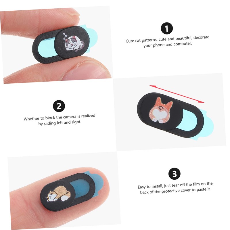 Operitacx 5Pcs Cat Pattern Webcam Cover Ultra Thin Privacy Protector