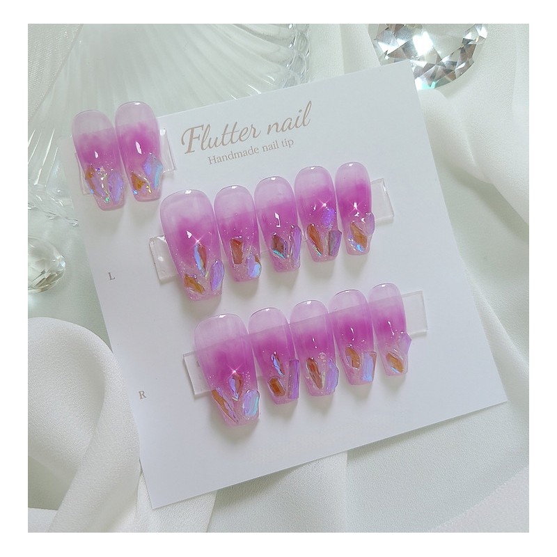 Borachik Ice Stone Handmade Nail Tips - Short Square /