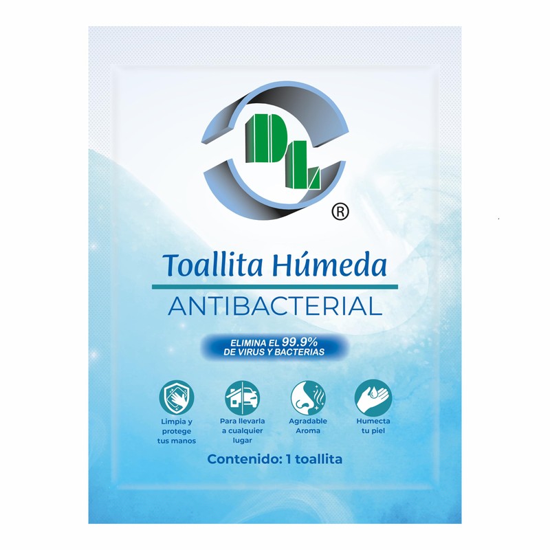 Toallitas Húmedas Antibacteriales Caja con 100 sobres. Producto grado médico,