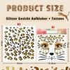 Pack of 3 leopard tattoo face, face tattoo, carnival, face