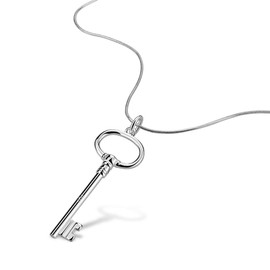 Minimalist Women's 925 Sterling Silver Necklace Classic Key Pendant Clavicle Chain Unisex Jewelry Chokers Necklaces Accessories (Snake Chain 20 inch)