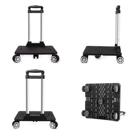 Backpack Trolley with 5 Wheels Folding Compact Lightweight Luggage Cart Spinner Rolling Luggage Cart for Bags, Pet Carriers, Dog Backpacks Carriers