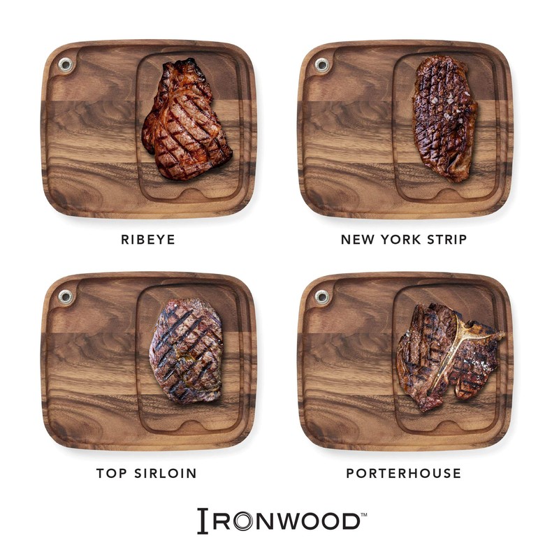 Ironwood Gourmet Fort Worth Steak Plate with Juice Channel, Acacia