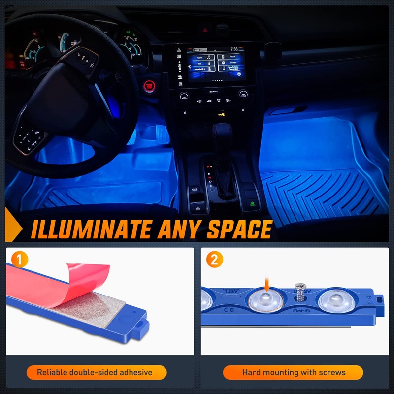 Nilight 8PCS Truck Pickup Bed Light 24LED Blue Cargo Rock
