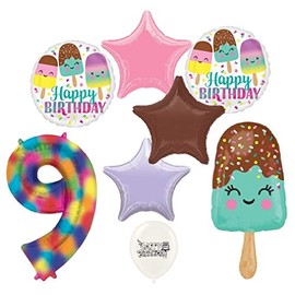 Ultimate Ice Cream Bar 9th Birthday Party Event Bouquet of Balloons