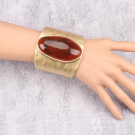 Bjesinmo Gold Cuff Bracelet for Women Silver Beaded Bracelets Open Bangle Stackable Stretch Bead Bracelet Boho Jewelry Gifts for Wife Couple, Medium, Copper, no gemstone