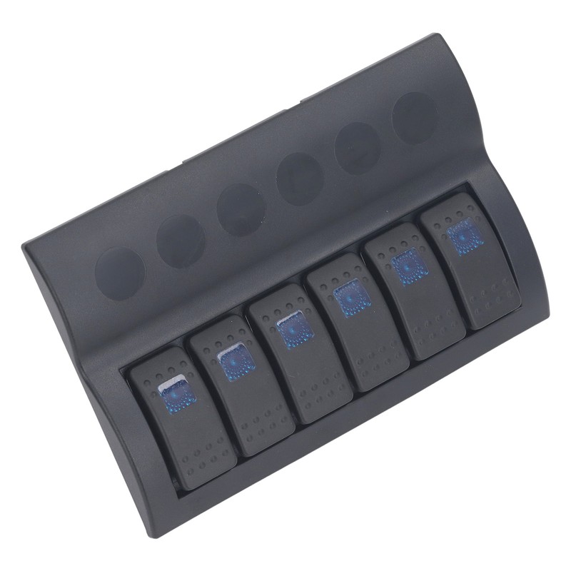 Electrical Switch Panel 6 Gang Pre Wired Blue LED Switch