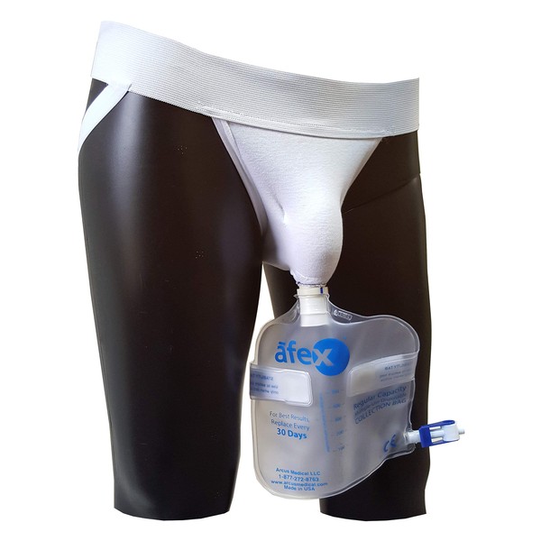 Afex Management System for Male Incontinence with Low Receptacle Recommended for Long-Term Sitting Position XXLarge Waist