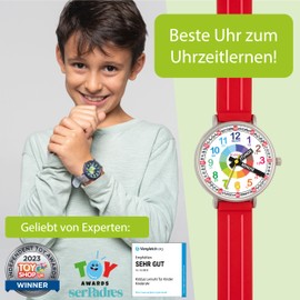 Kiddus Learning Watch for Kids Boys and Girls Analogue Watch with Exercises to Learn the Time Designed in Barcelona, 04 handles labelled red, Strap.