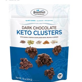 Gourmet Gatherings keto dark chocolate clusters low sugar nut snack gluten free treat