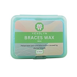 Mint Flavored Orthodontic Wax Strips, 10 Pack (50 Precut Strips) - Food Grade, Compact White Travel Cases, Easy to Apply, Vexolyn