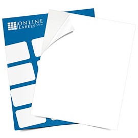Sticker Paper, 25 Sheets, White Matte, 8.5 x 11 Full Sheet Label, Inkjet or Laser Printer, Online Labels