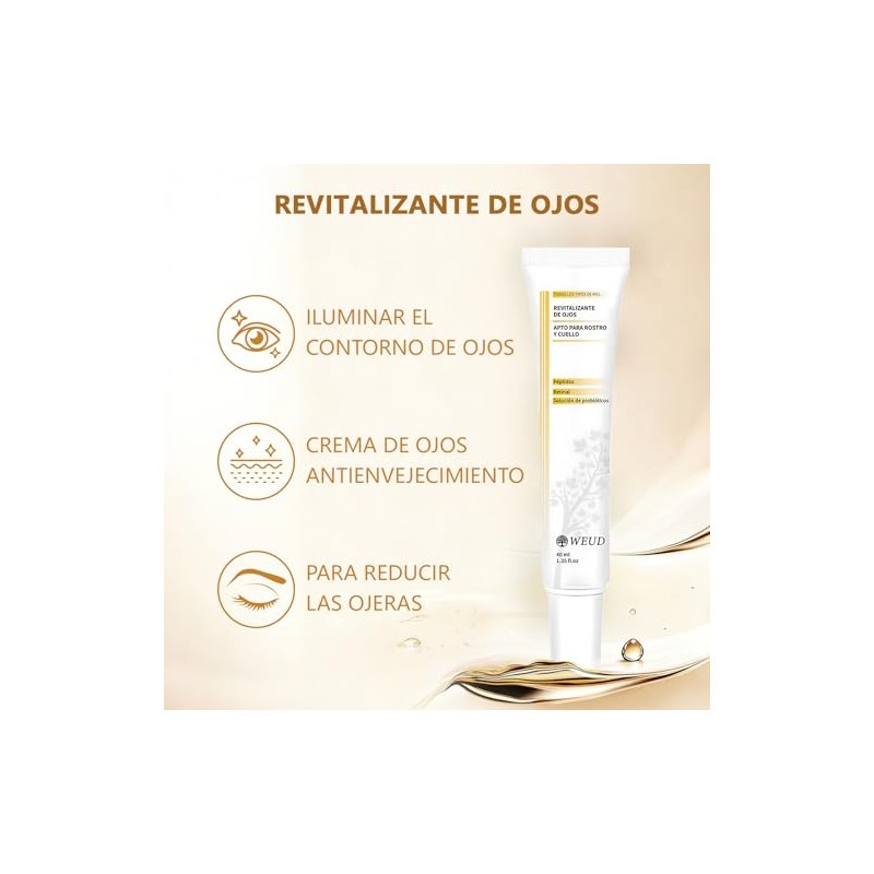 WEUD Contorno de Ojos con Retinal, Péptidos y Probióticos, Crema
