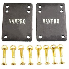 vanpro Longboard Skateboard 1/8" Riser Pads PU Shock Pads Hardware Mounting Screws Nuts(Snow Golden, Pack of 1 Set)