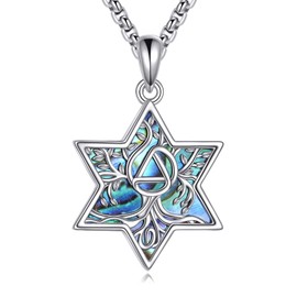 CUPENDA Sobriety Gifts Sterling Silver Star of David Necklace Tree of Life Pendant Necklace Jewellery Gifts for Women